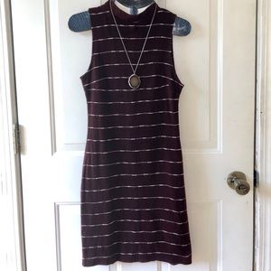 Brown Striped Winter Dress